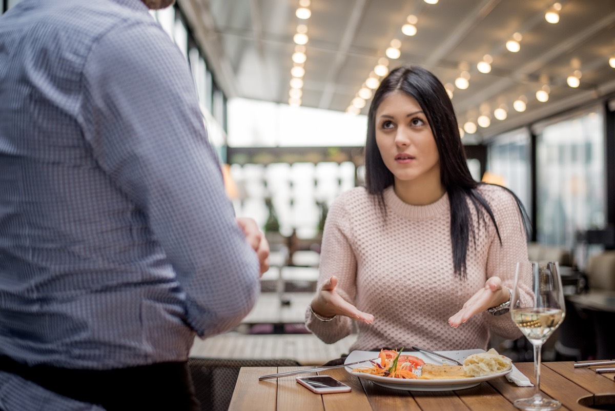 woman complaining about her food