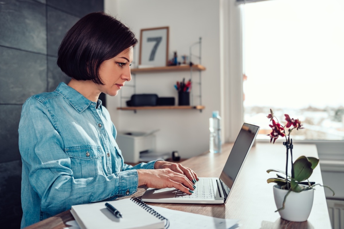 woman working from a home office