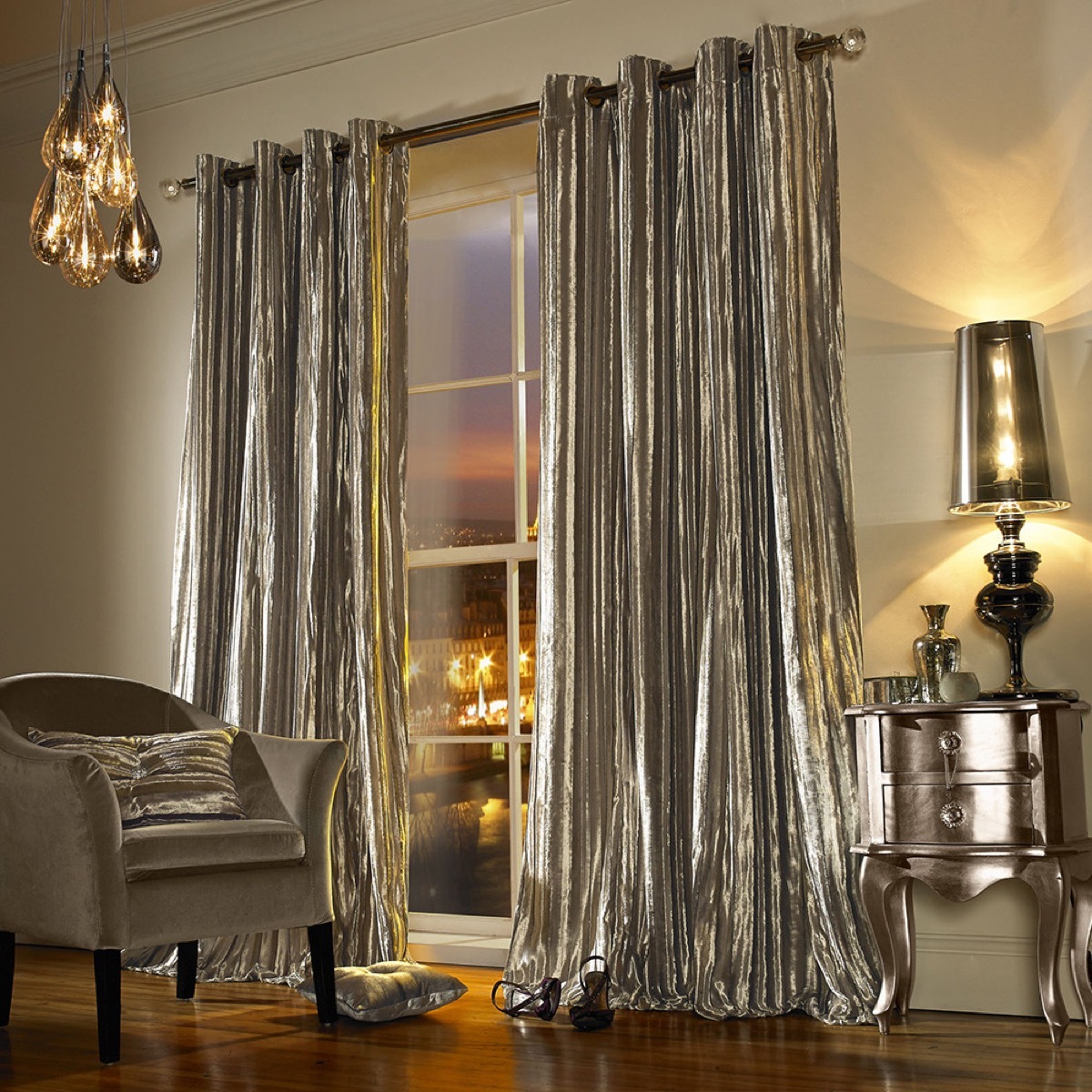 iliana eyelet curtains praline, kylie minogue, celebrity homeware