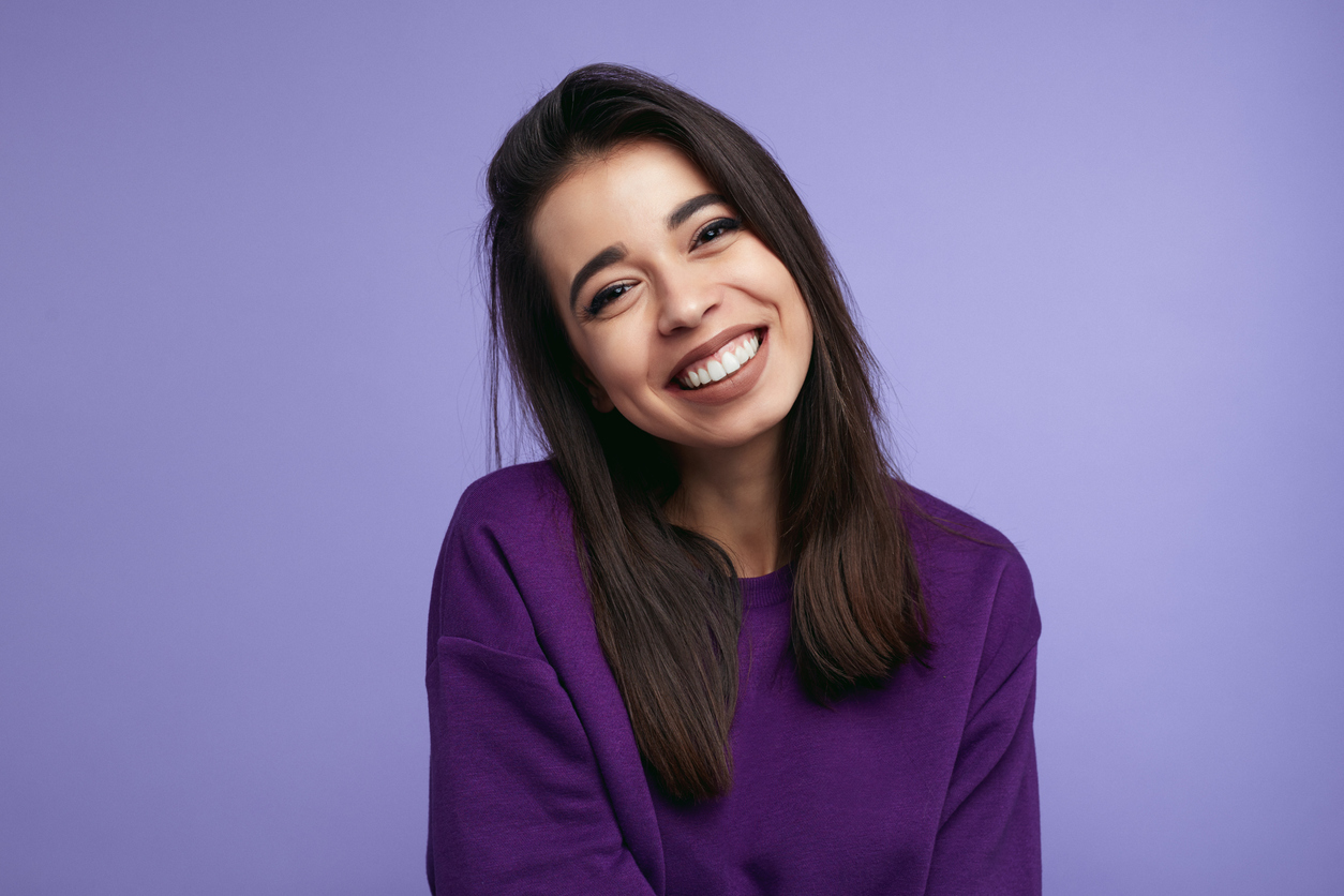 woman in purple