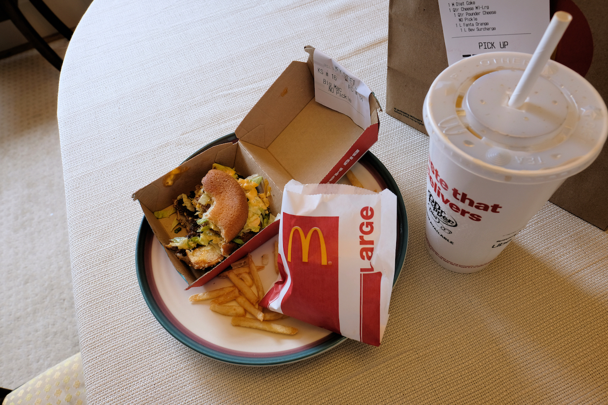 McDonald's bag on the counter