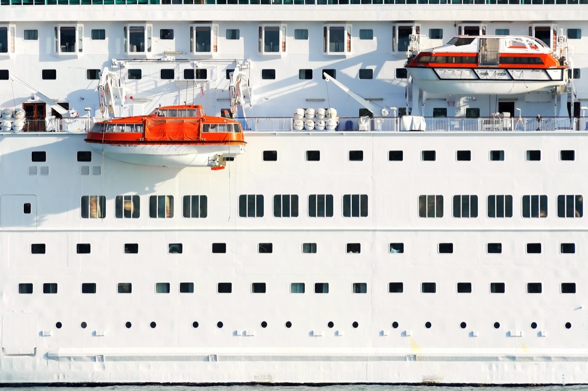 cruise ship safety boats hanging on the side