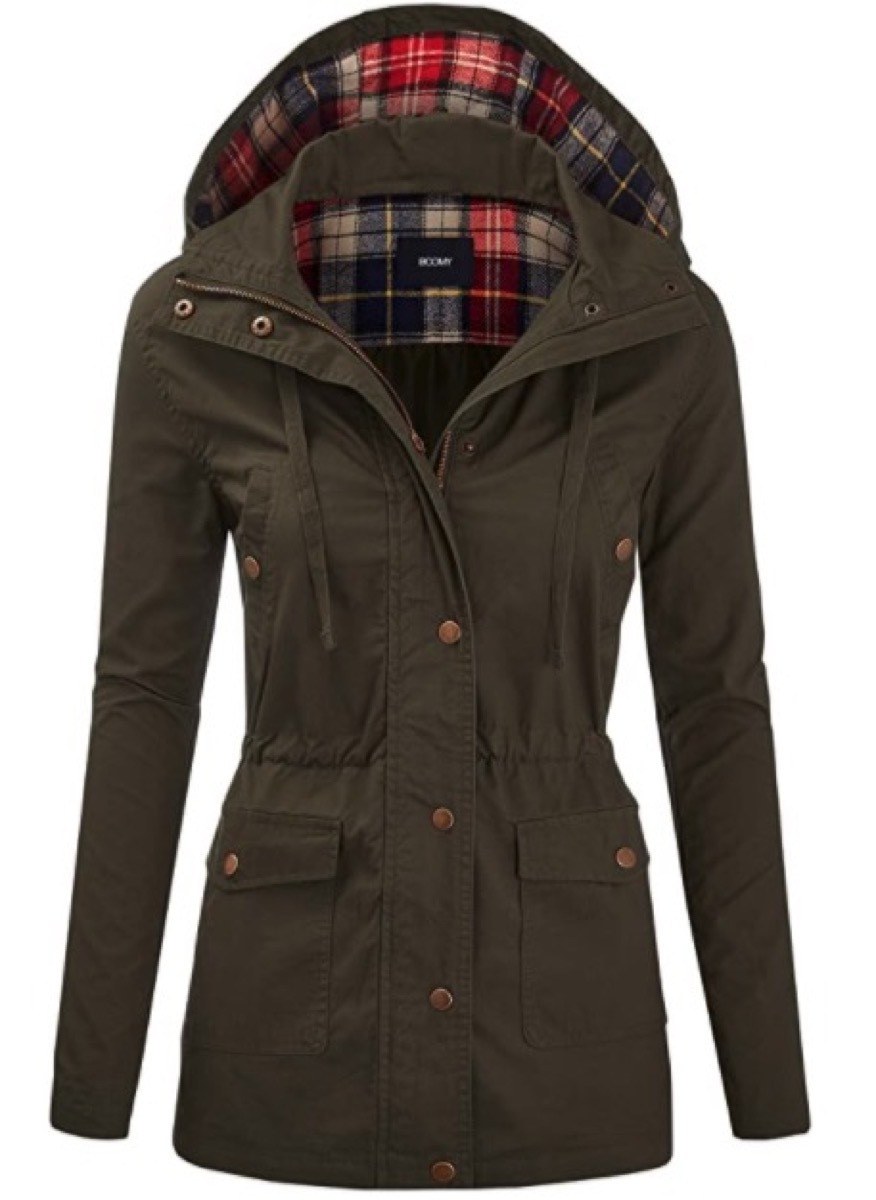 A hooded anorak coat