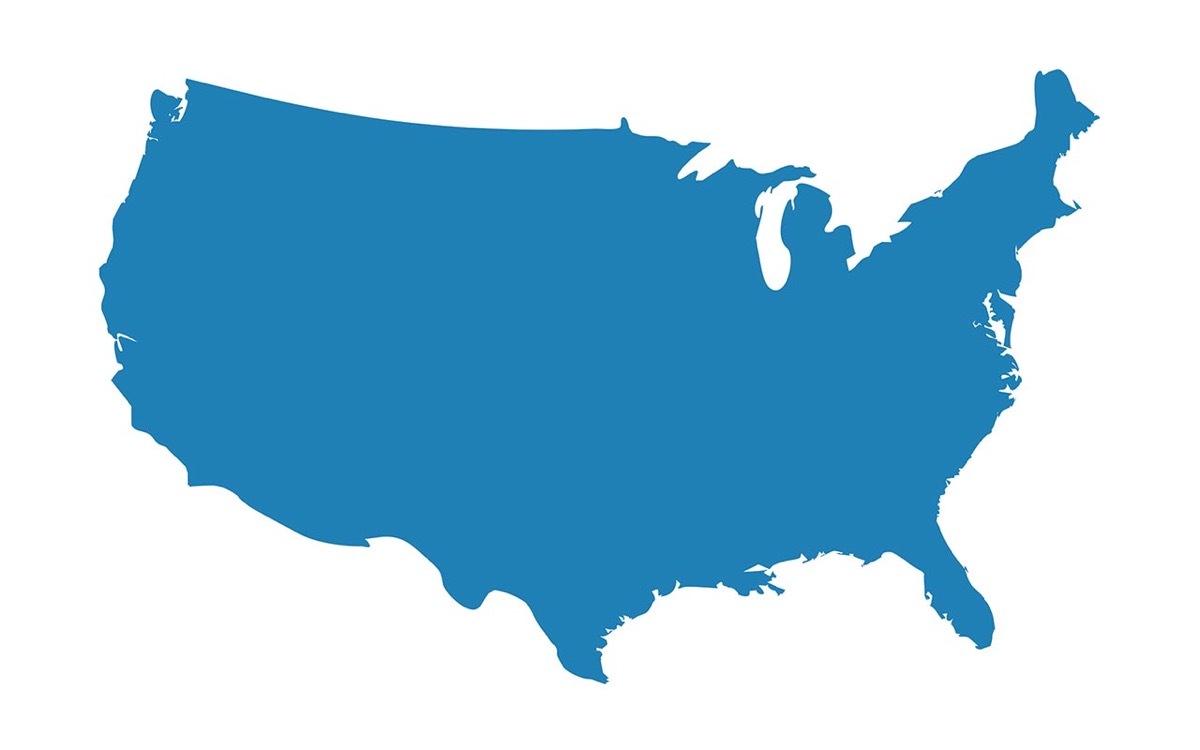 Solid blue map of the U.S.