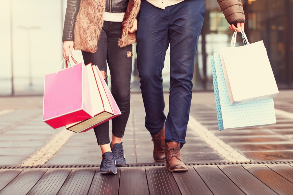 couple with shopping bags, date night ideas