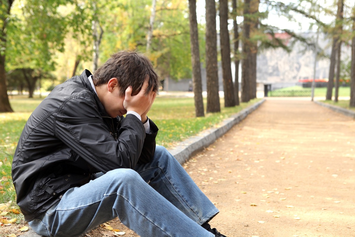 Man crying in public