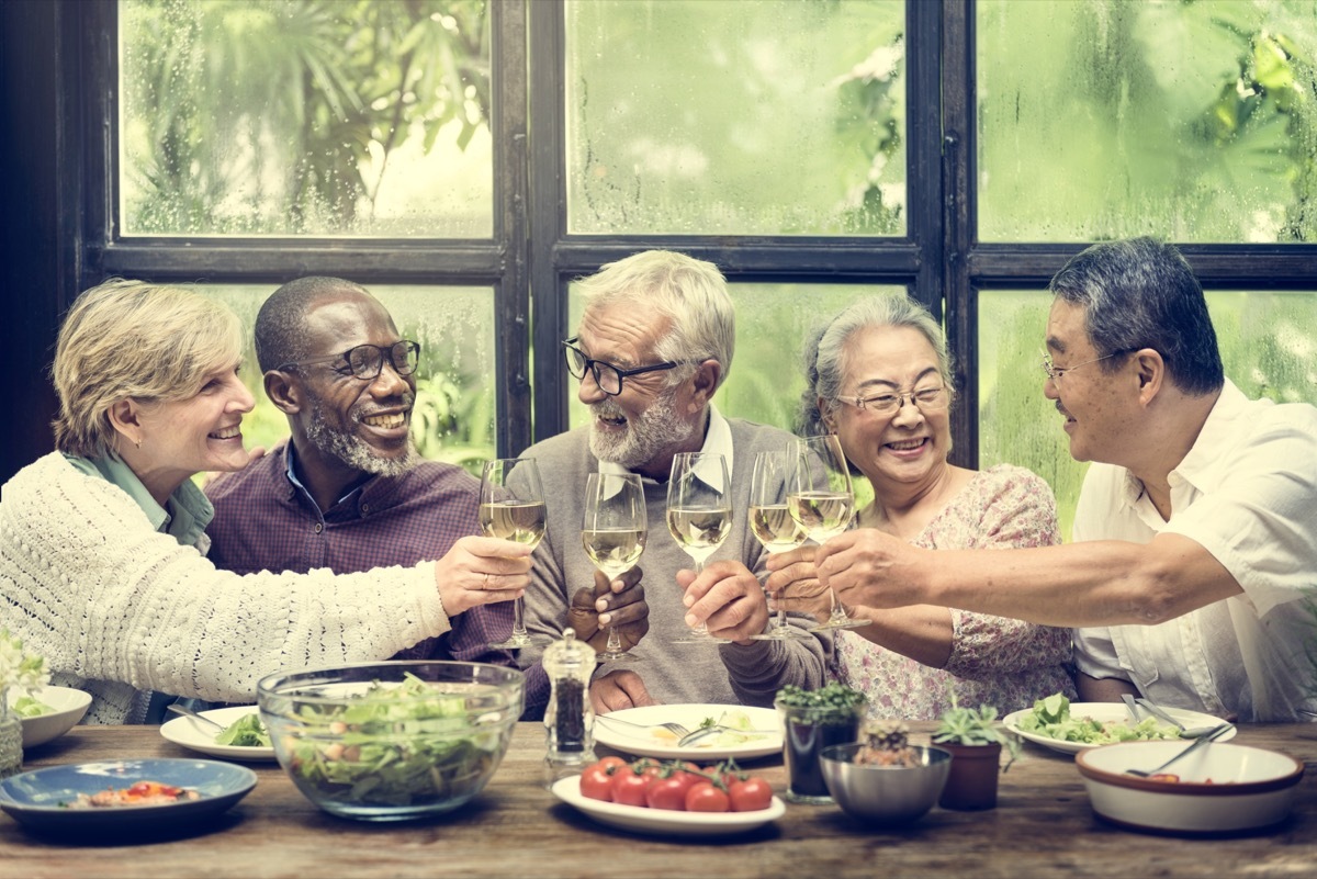 Old friends having dinner