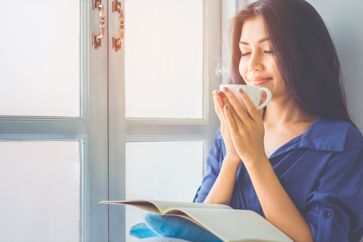 young woman drinking coffee