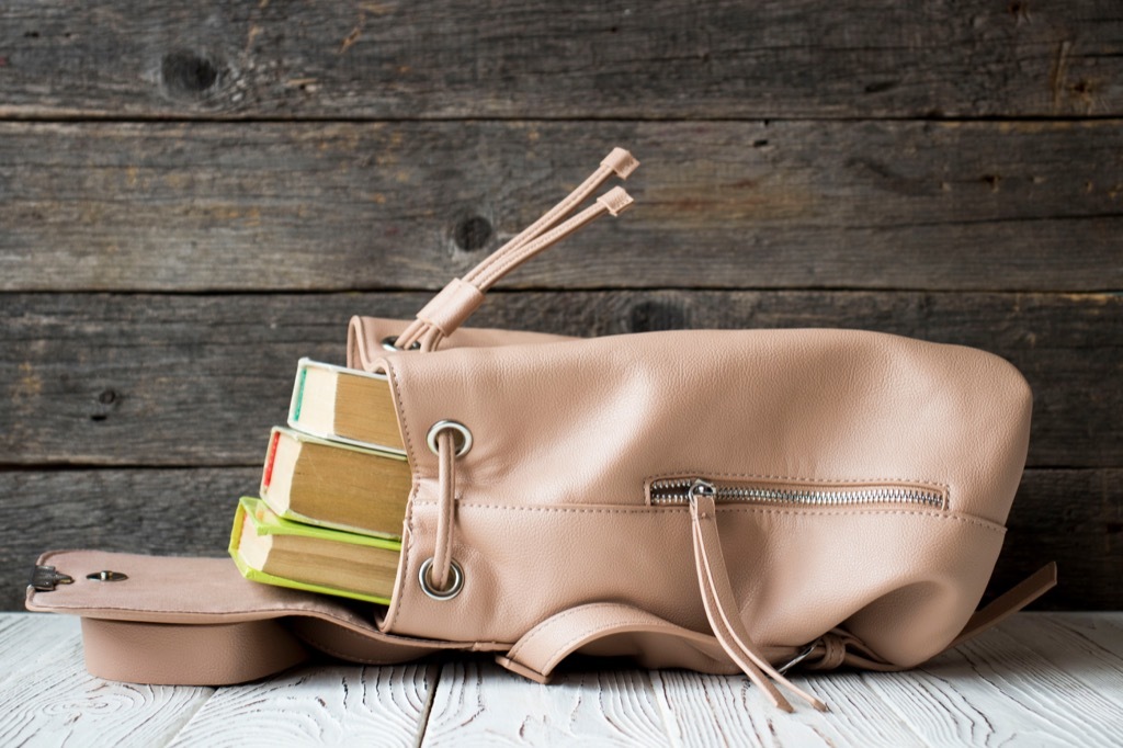 backpack with a lot of books in it