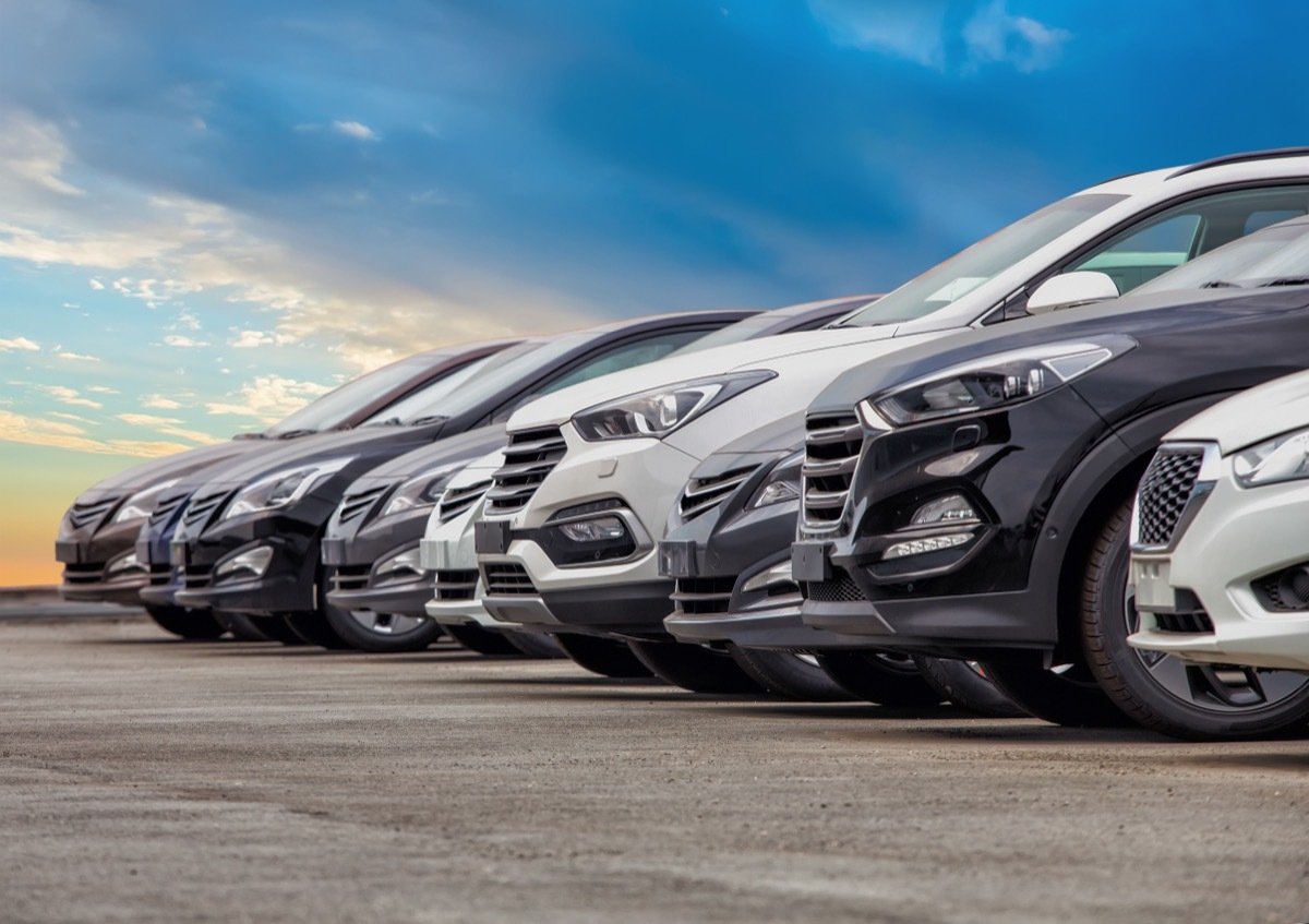 Row of Cars in Lot