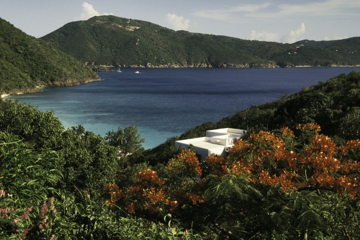 guana island viewed from the mountain peak