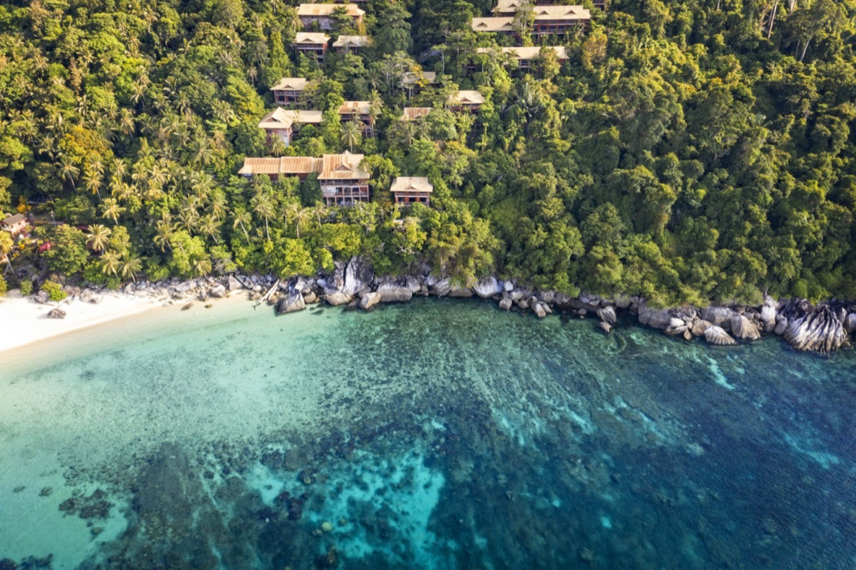 Aerial View of Tioman Island coastline