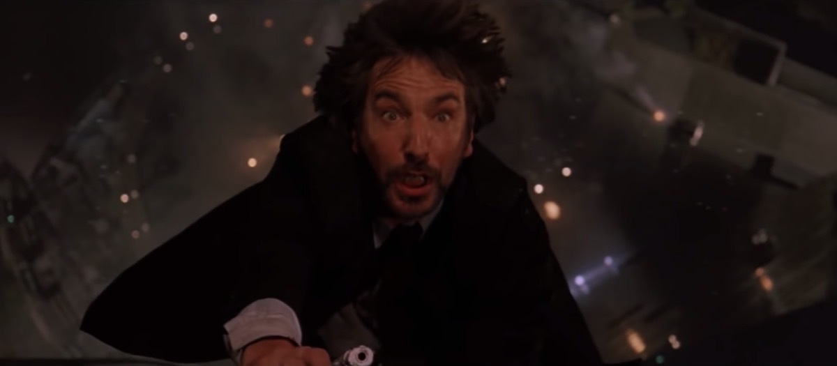 Alan Rickman's genuinely shocked face as he's falling in the movie 