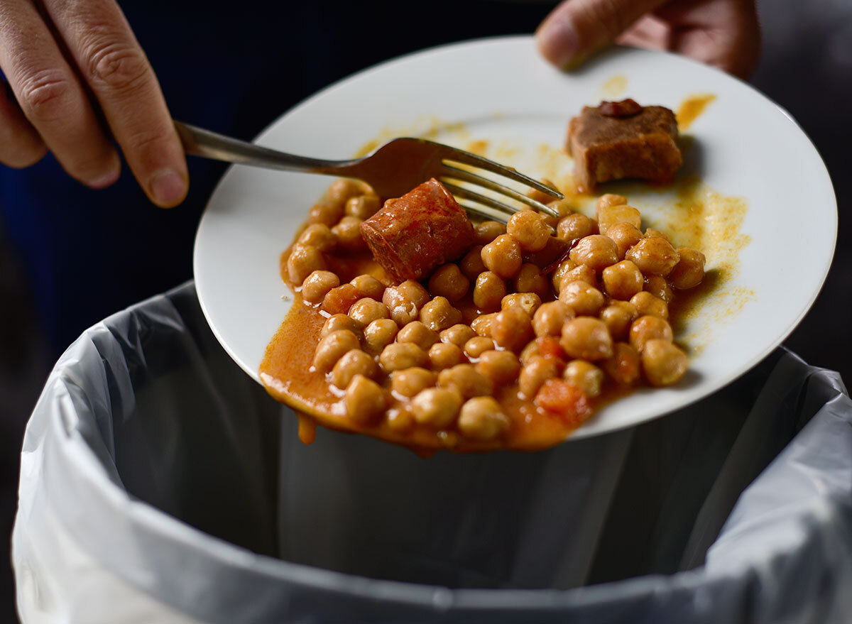 wasting food from plate