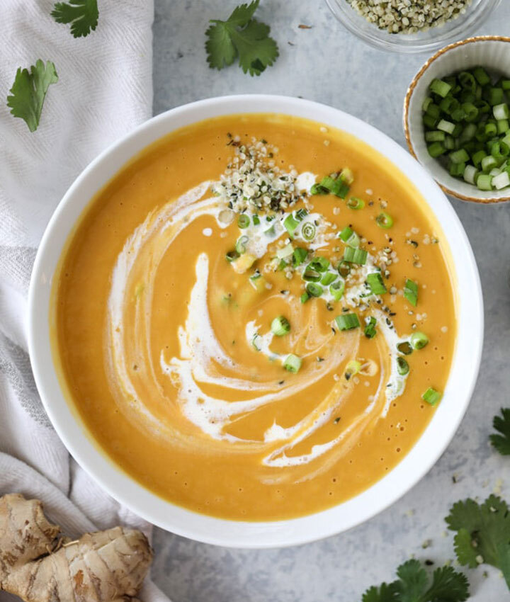 Silky ginger sweet potato soup