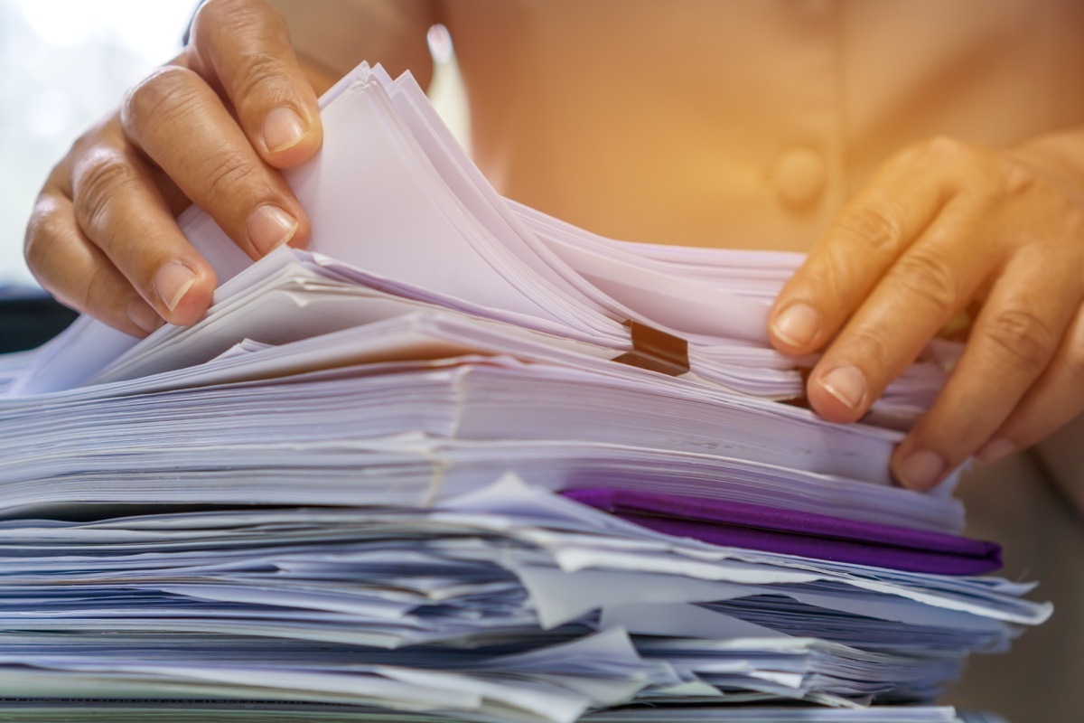 Stack of single-sided papers