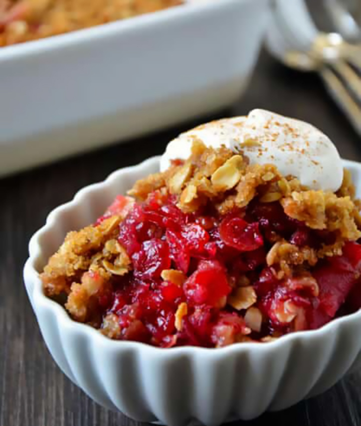 Leftover cranberry sauce and apple crisp