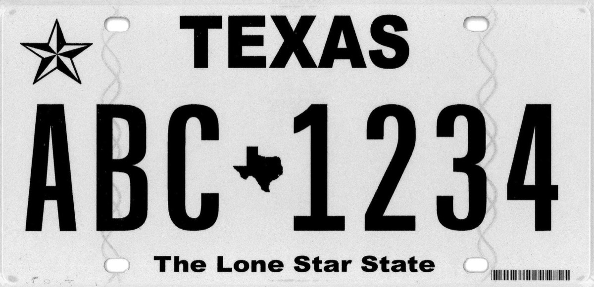 texas license plate