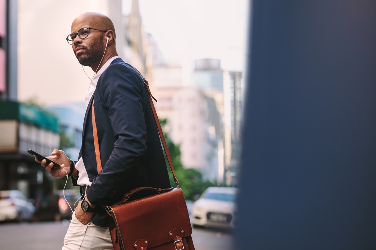 man walking to work with briefcase