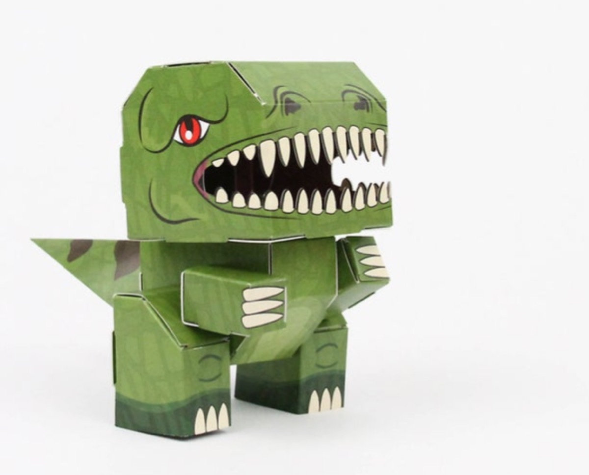 foldable green cardboard dinosaur