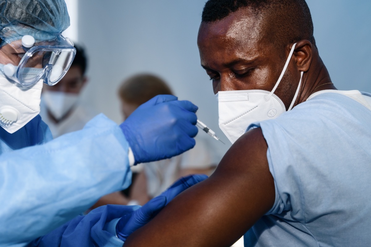 Man getting the COVID vaccine