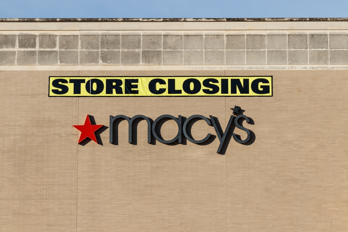 Deerfield - Circa June 2019: Macy's mall location and Store Closing sign. Macys plans to continue closing stores in 2019 III