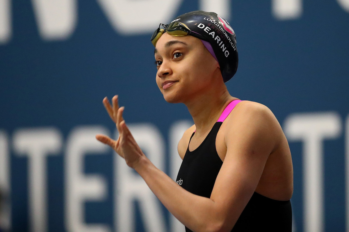 Alice Dearing of Great Britain looks on prior to the Women's 400 Individual Medley Final on Day 2 of the Manchester International Swimming Meet 2021 at the Manchester Aquatics Centre on February 13, 2021 in Manchester, England.