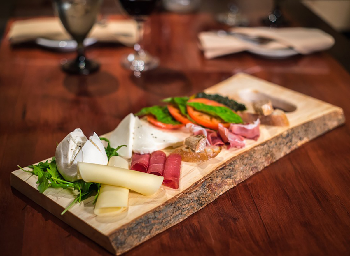 plate of meats and cheeses