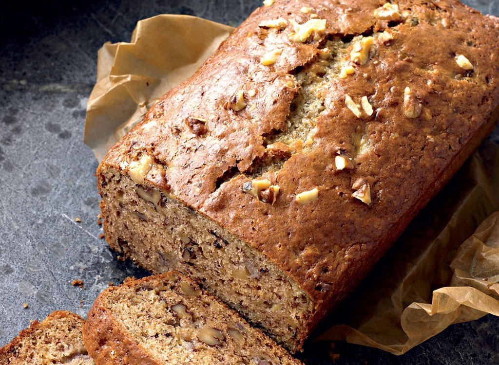 Banana bread on black background