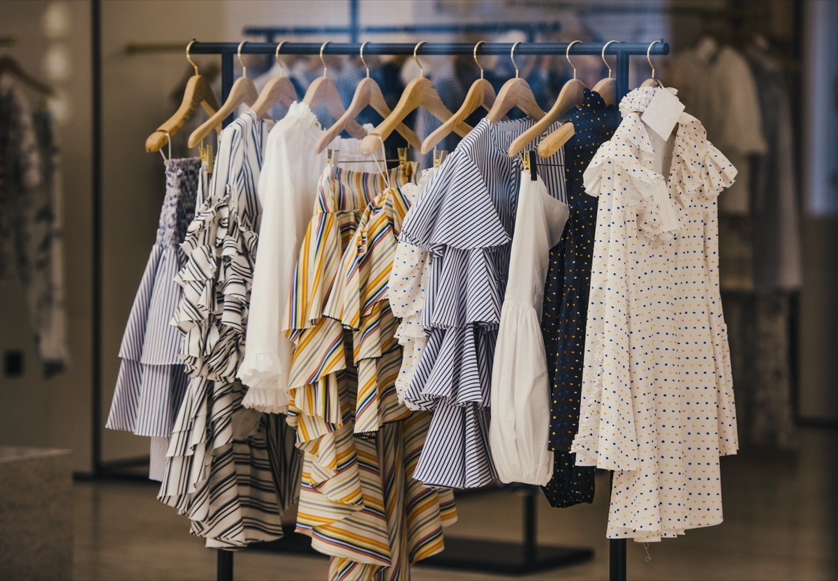 clothing rack full of fall fashion