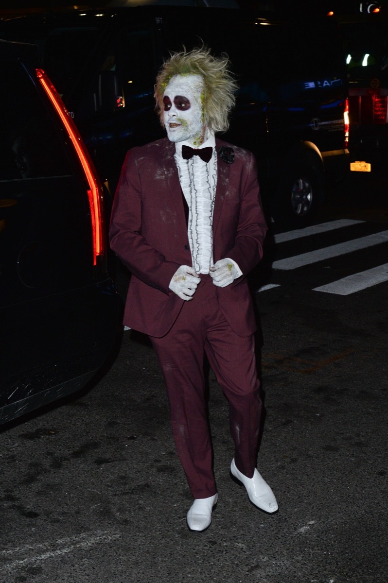 The Weeknd dressed as Beetlejuice for Halloween