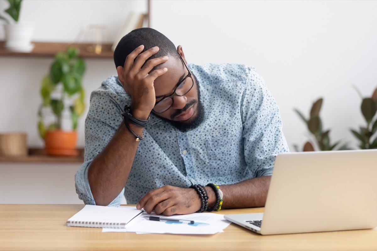 Man with anxiety working