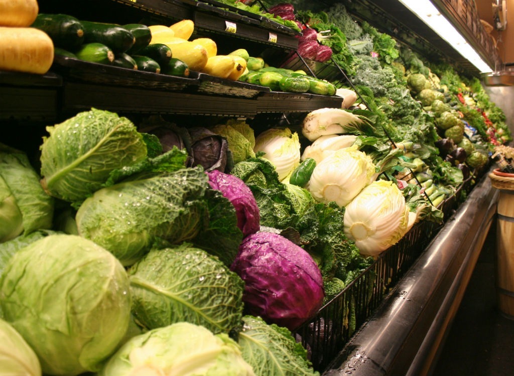 vegetable aisle at grocery store