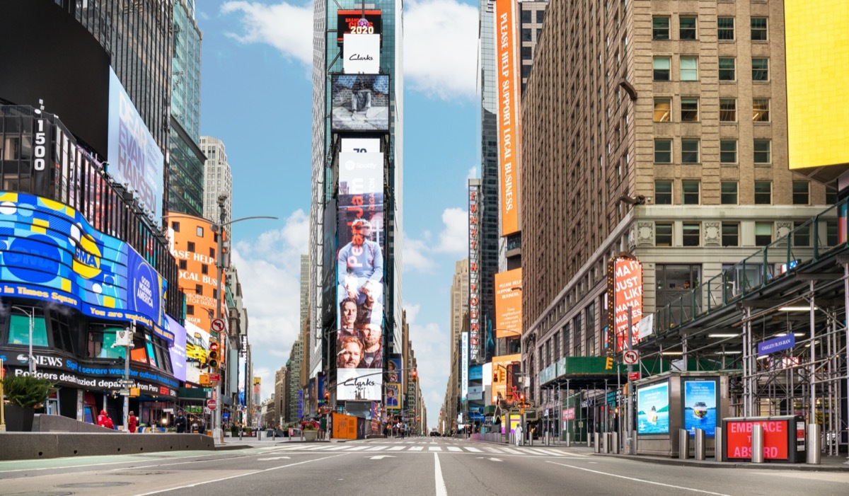 No crowds in Times Square