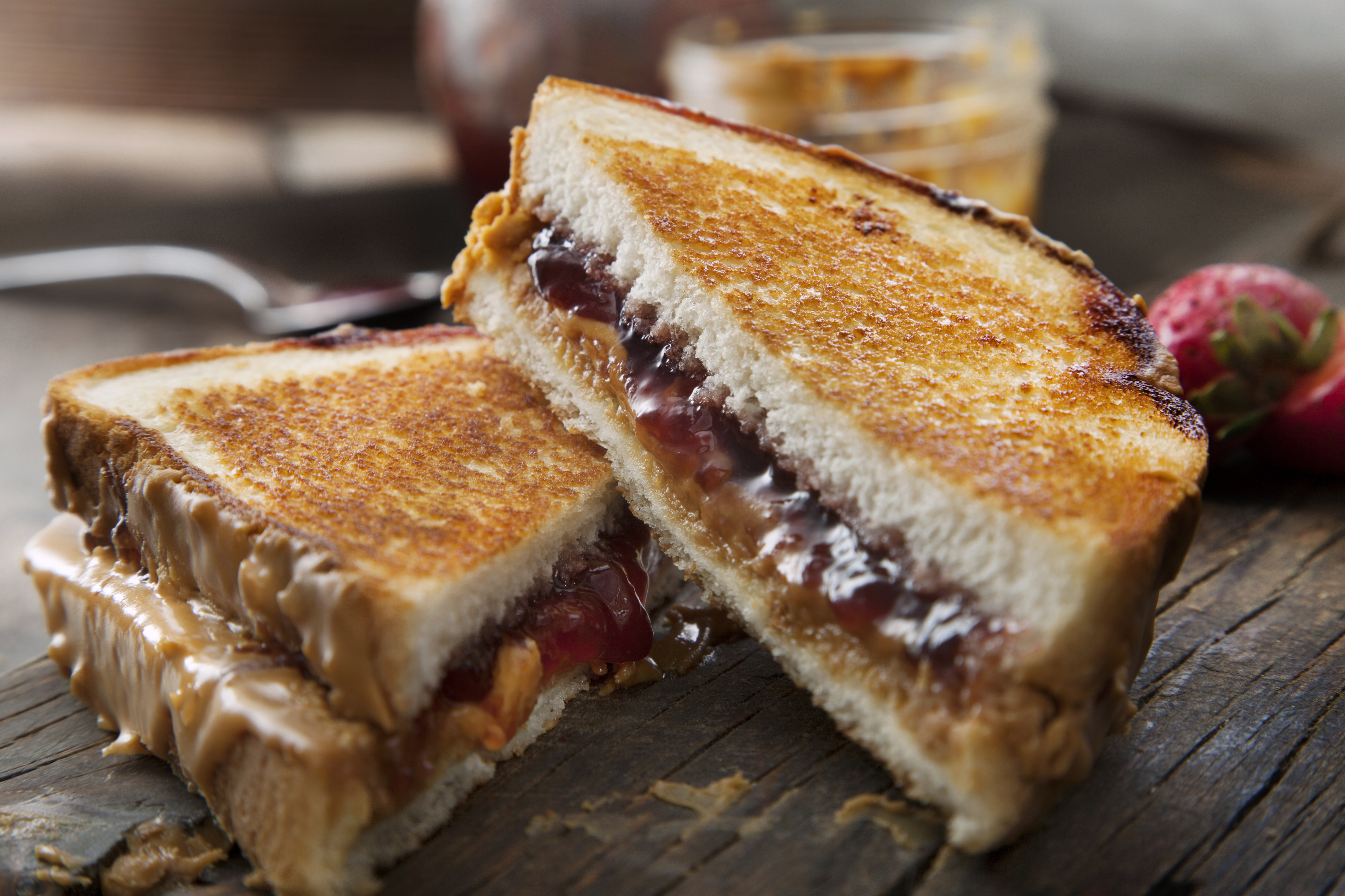 Grilled Peanut Butter and Strawberry Jelly Sandwich