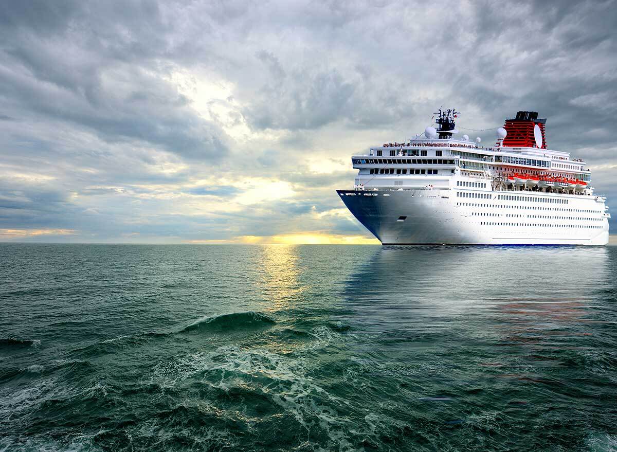 cruise ship with storm clouds