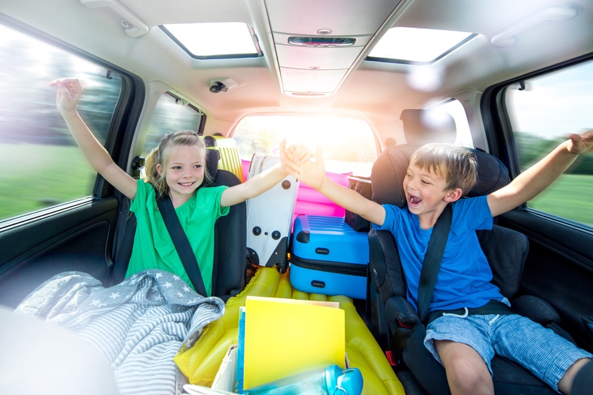 Happy kids in car