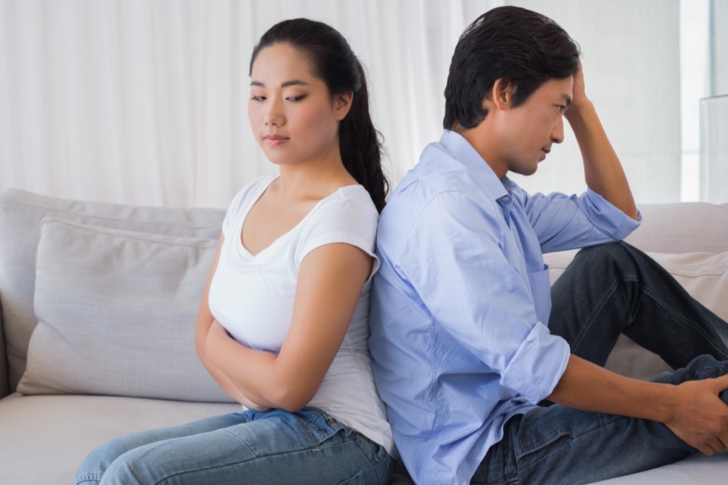 couple in fight on a couch