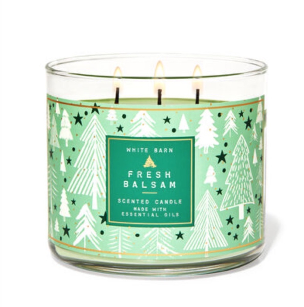 green three wick candle