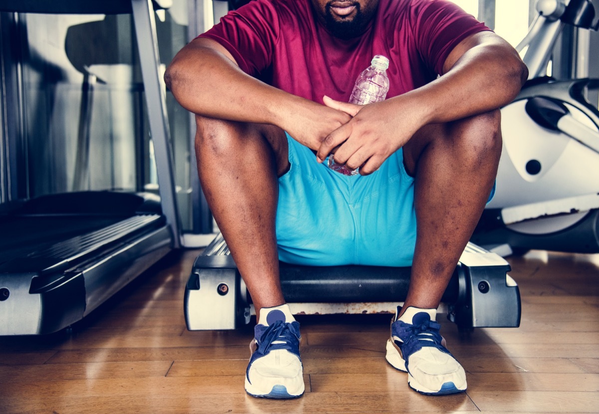 man discouraged with working out and exercising, over 40 fitness