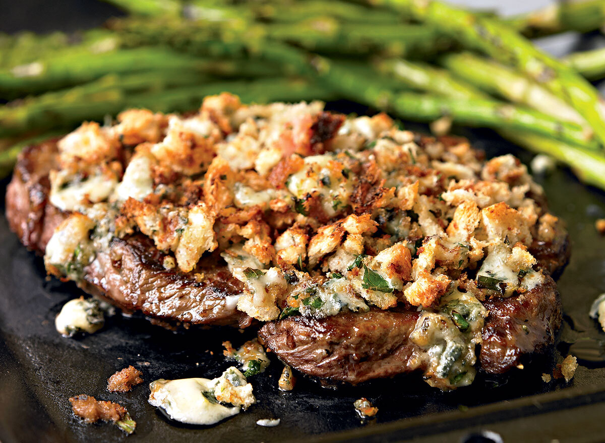 Paleo steak with blue cheese crust