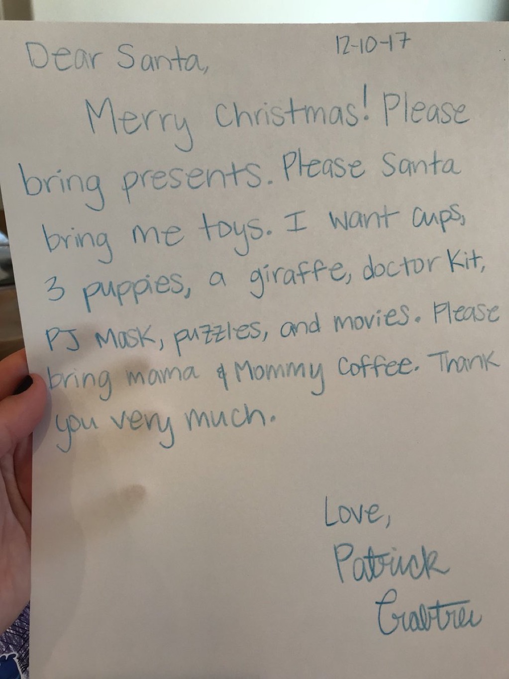 M Bopp‏ letter to santa