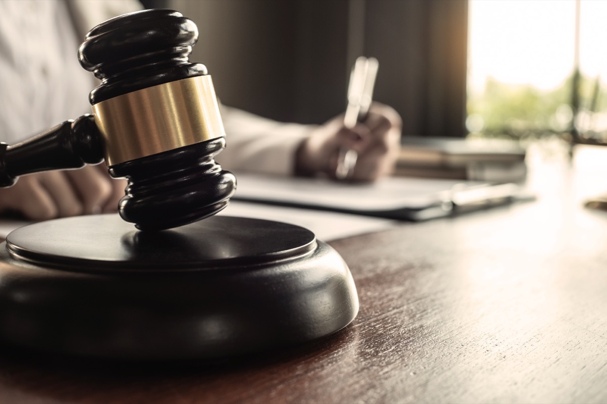 gavel and block on desk