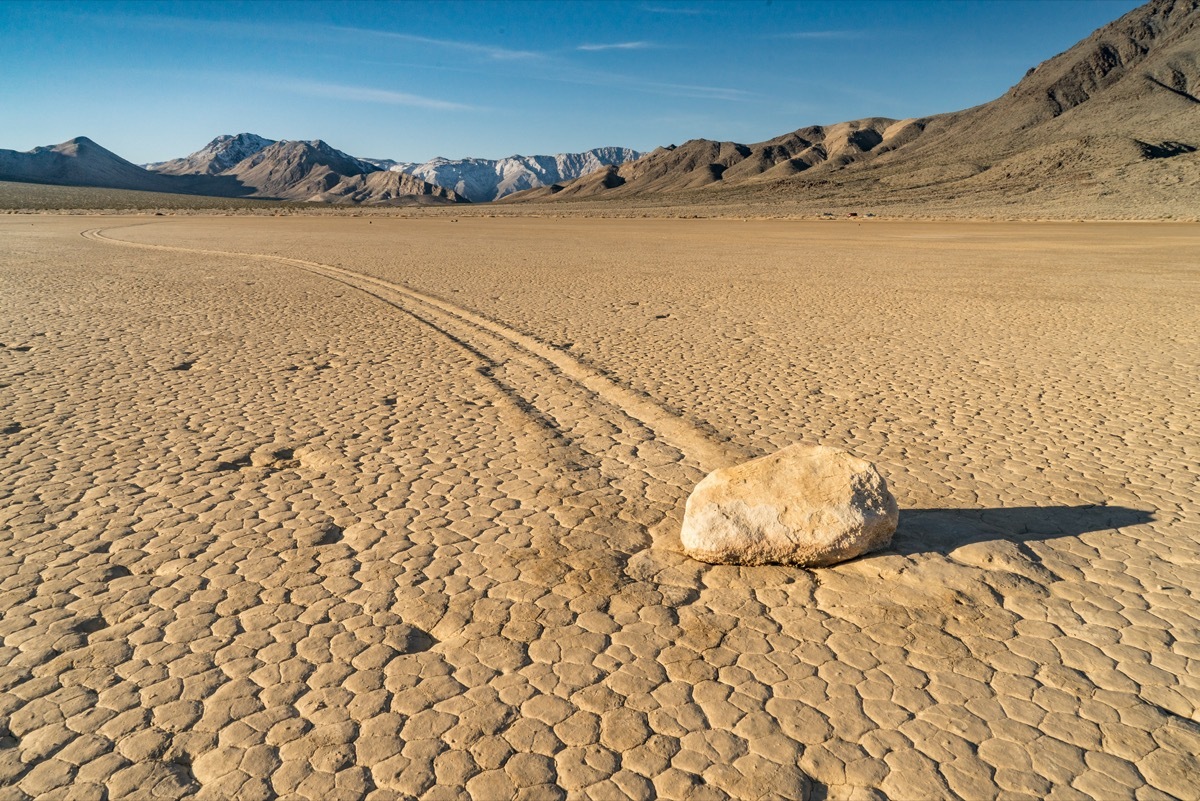 The Racetrack Playa is a scenic dry lake located above the northwestern side of Death Valley, in Death Valley National Park, Inyo County, California with 