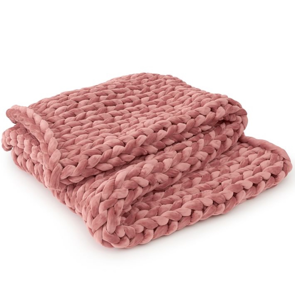 pink knit weighted blanket