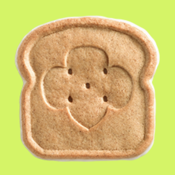 A Girl Scout Toast Yay cookie against a lime green background