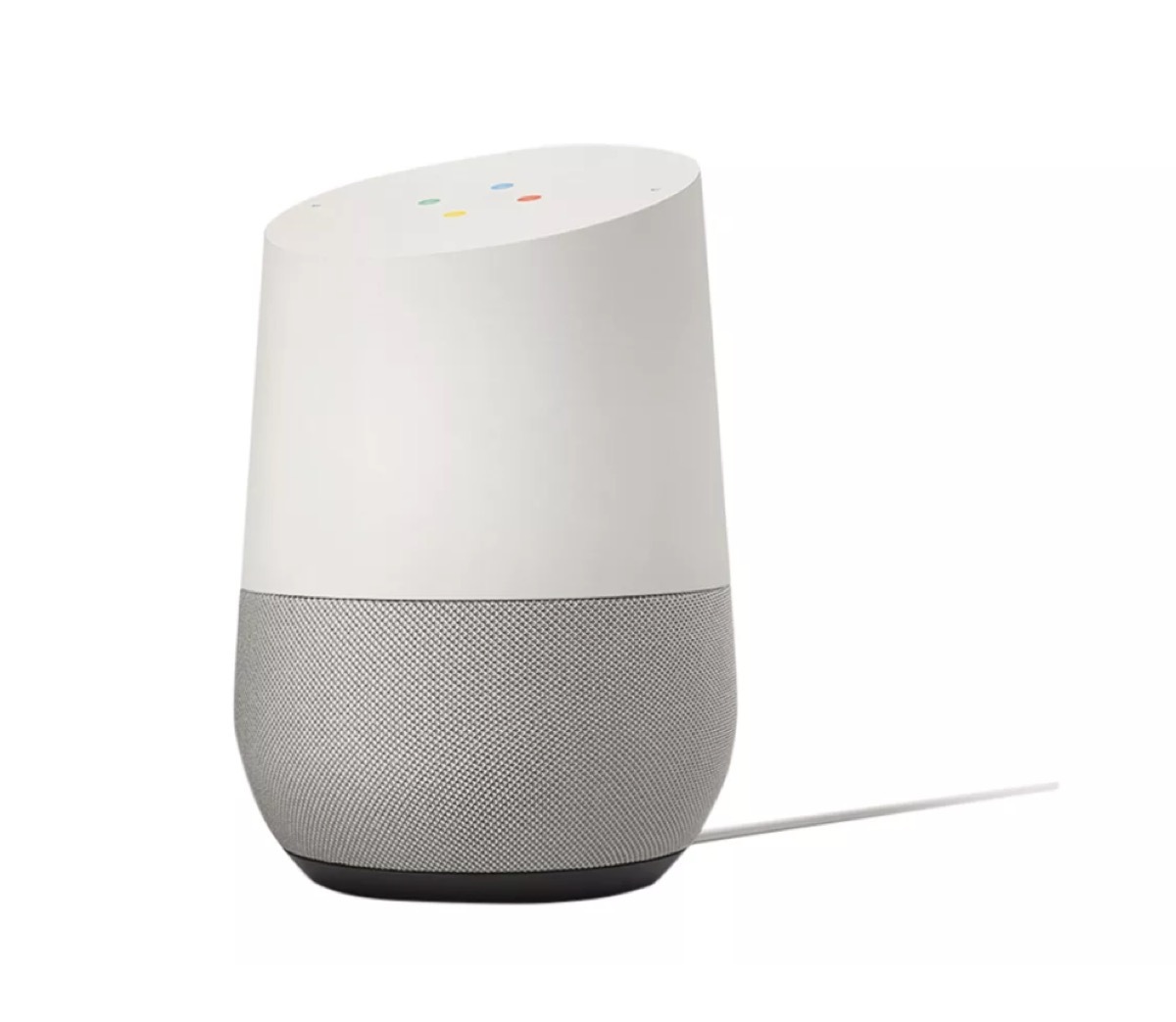 google home gray and white smart speaker