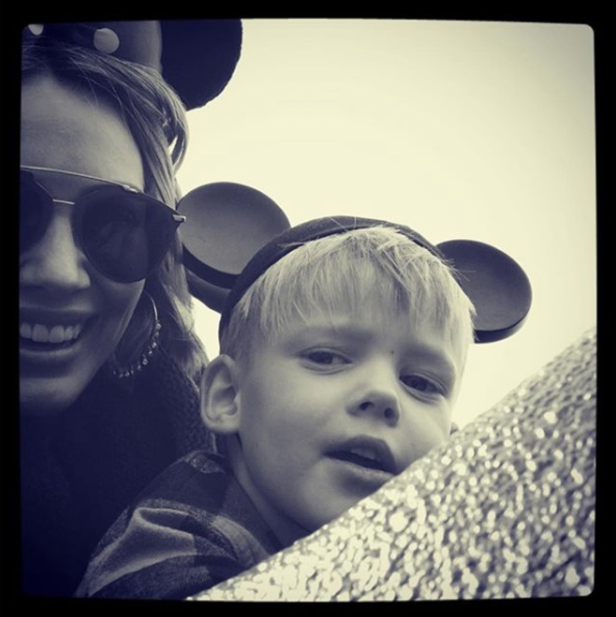 hilary duff at disneyland with son wearing mickey ears, disney celebs