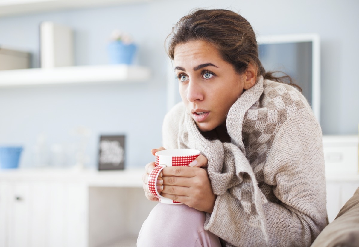 Woman feeling cold