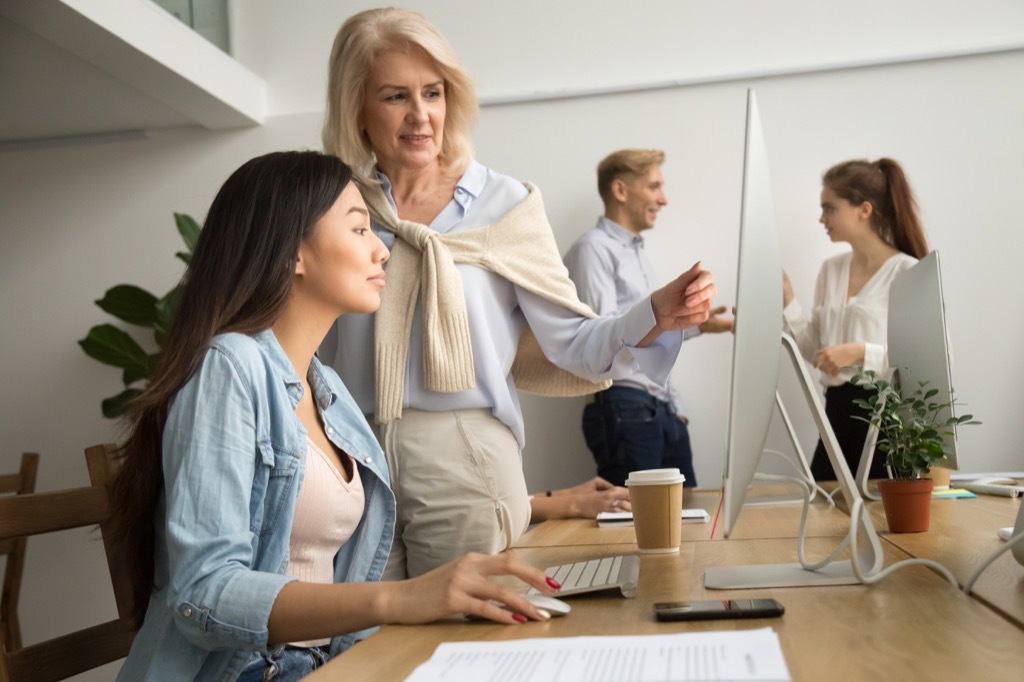 elderly worker and young assistant new words